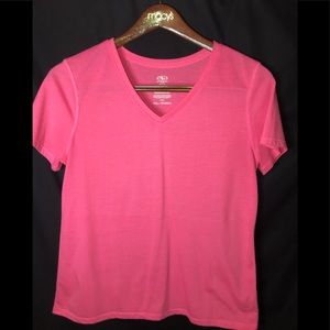 Pink v neck athletic shirt